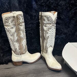 Frye Deborah deco tall studded boots